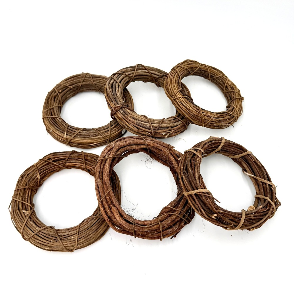 Set‎ of 6 Natural Grapevine Napkin Rings Rustic Brown Twig Wreath Table Decor
